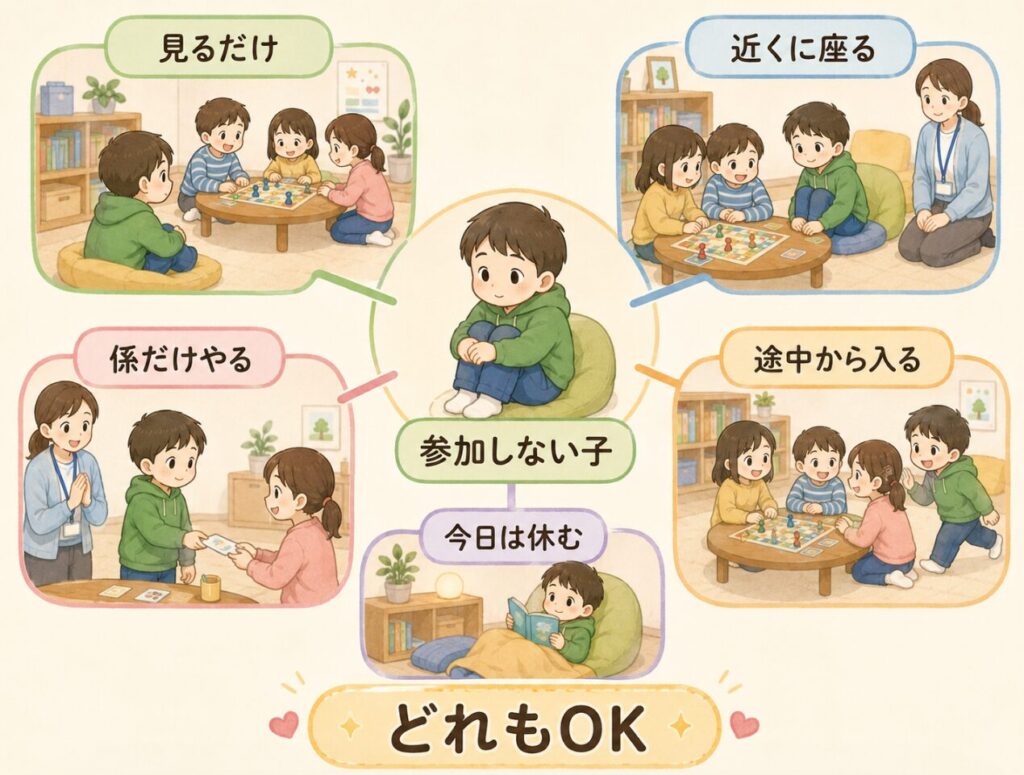 場に参加しないこどもの活動の選択肢を可視化した画像